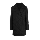 Black Double Breasted Women's Quilted Jacket
